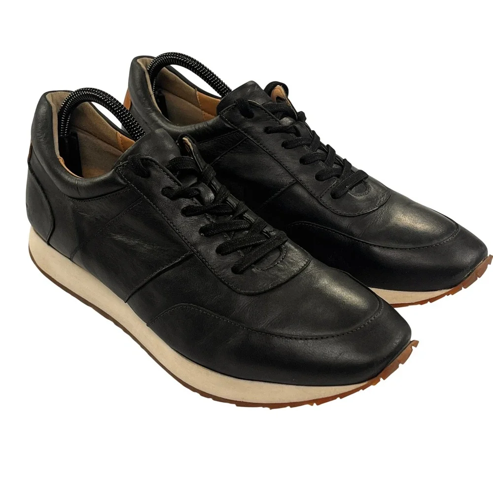Moral Code MC Fashion Sneakers Mens 9 Black Leather Lace Up Casual Comfort Shoes